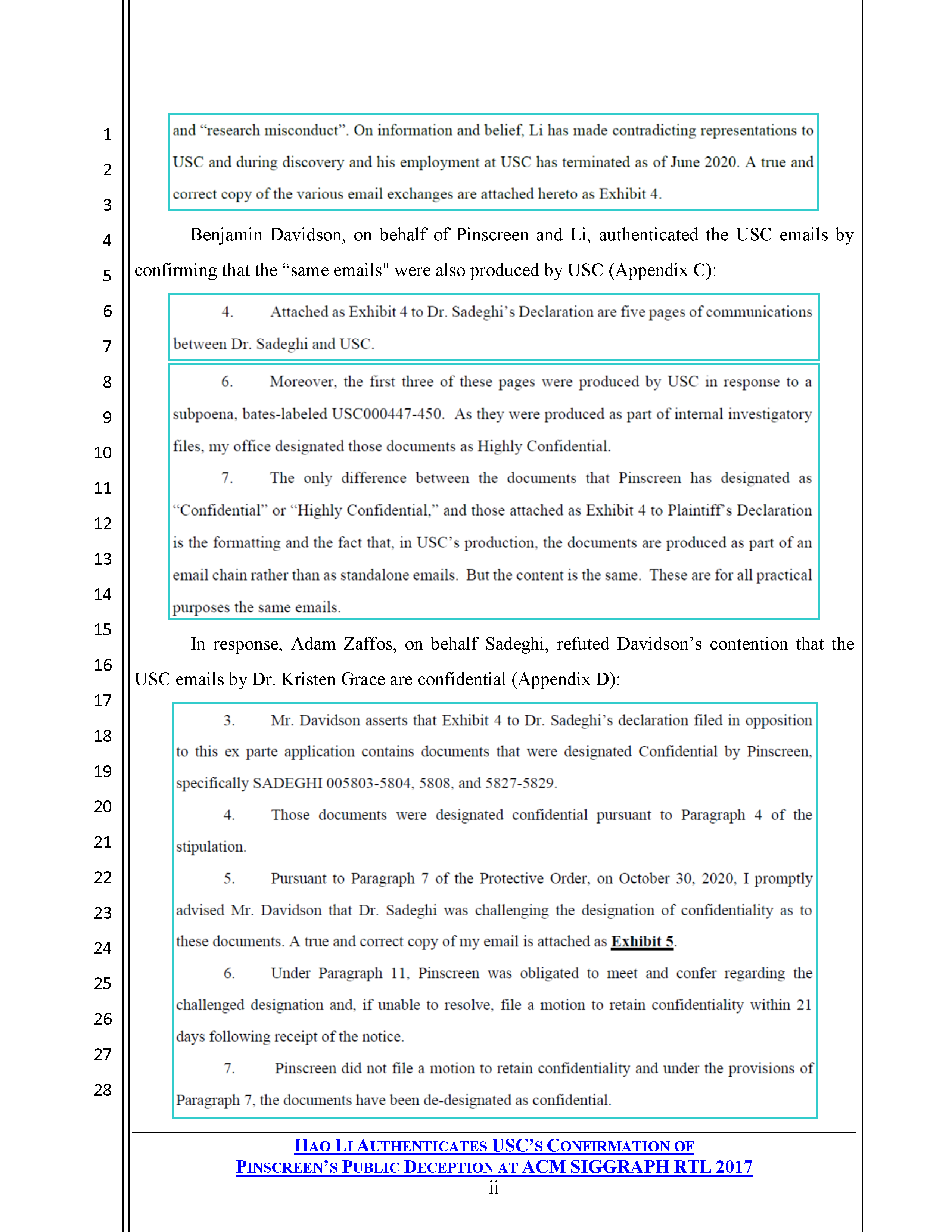 Hao Li Authenticates USC's Confirmation of Pinscreen's Public Deception at ACM SIGGRAPH RTL 2017 Page 2