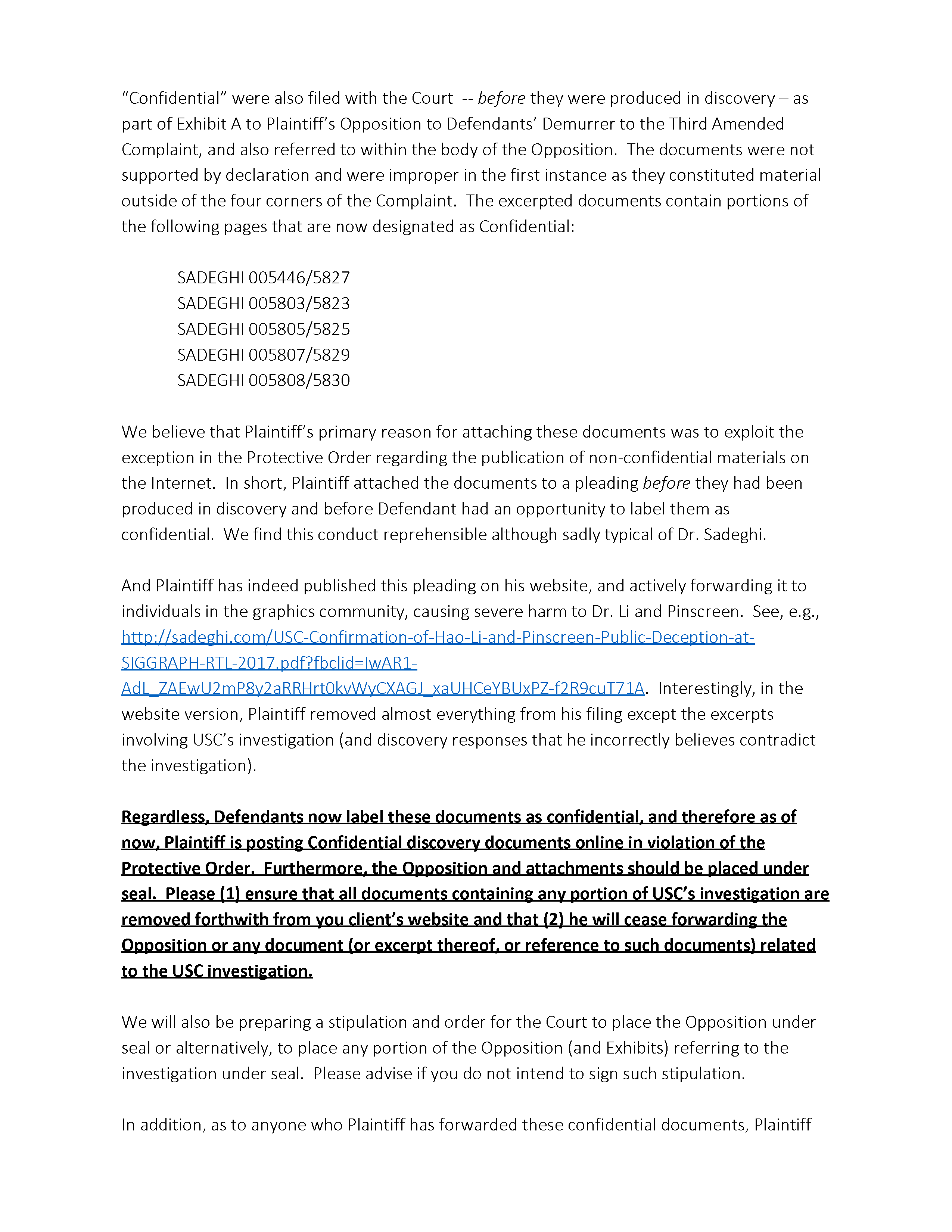 Hao Li Authenticates USC's Confirmation of Pinscreen's Public Deception at ACM SIGGRAPH RTL 2017 Page 49