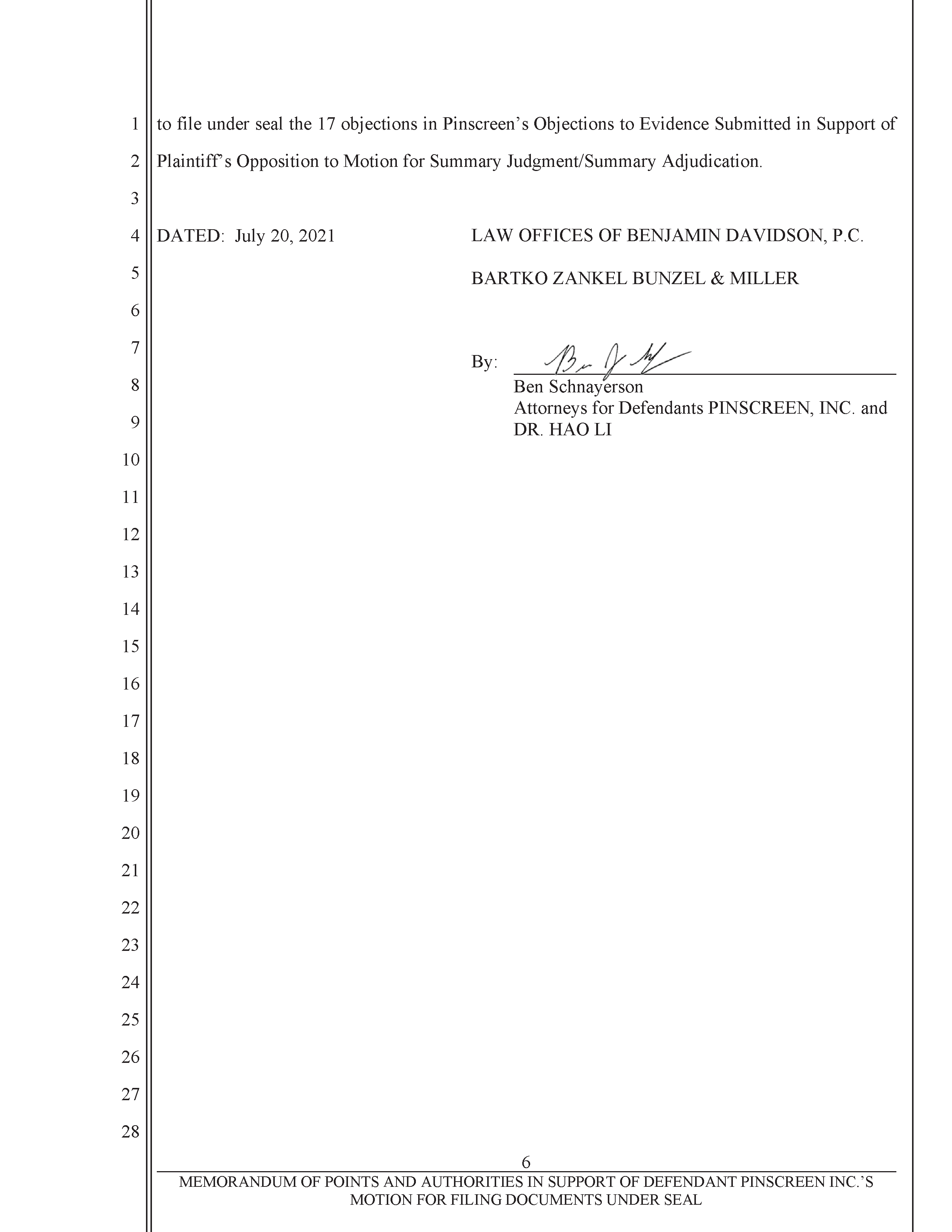 Pinscreen’s Motion to Seal USC’s Investigation of Hao Li’s Scientific Misconduct Page 6